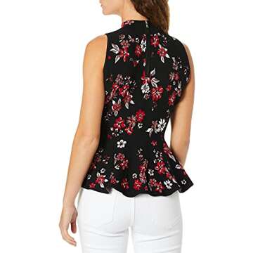 Stylish Milly Women's Twilight Floral Peplum Top - Black/Multi