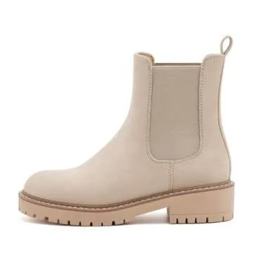 vodvob Women's Chelsea Boots Fashion Slip On Ankle Booties Casual Elastic Chunky Block Booties