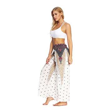 Plustrong Womens Slit Wide Leg Pants Casual Hippie Beach Boho Pilate Flowy Palazzo Yoga Pants (Palazzo Pants 001, S/M)