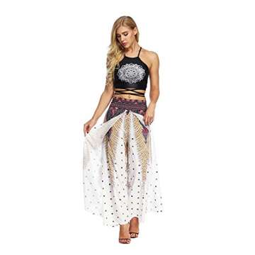 Plustrong Womens Slit Wide Leg Pants Casual Hippie Beach Boho Pilate Flowy Palazzo Yoga Pants (Palazzo Pants 001, S/M)