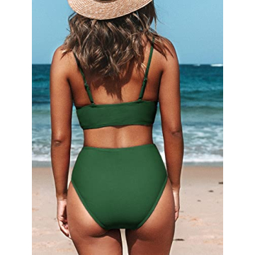 CUPSHE Adjustable High Waisted Twist Bikini Set for Women