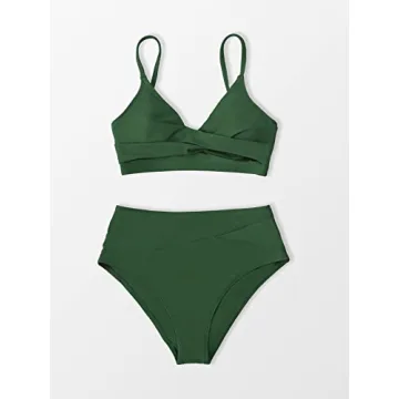 CUPSHE Adjustable High Waisted Twist Bikini Set for Women