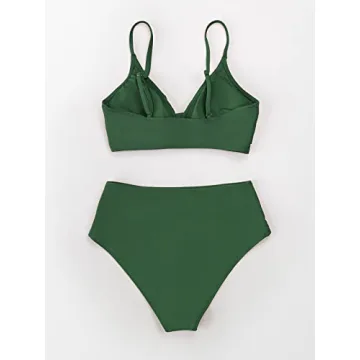 CUPSHE Adjustable High Waisted Twist Bikini Set for Women