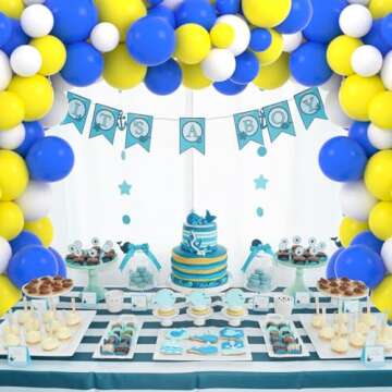 Royal Blue Yellow White Balloon Arch Kit - Royal Blue Yellow Balloons Pastel Yellow Blue Balloons fo...