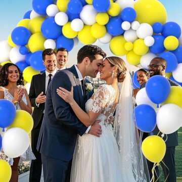 Royal Blue Yellow White Balloon Arch Kit - Royal Blue Yellow Balloons Pastel Yellow Blue Balloons for Birthday Wedding Baby Shower Anniversary Graduation Party Decorations