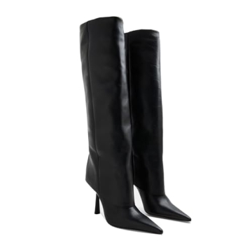 Goolita Fold Over Stiletto Knee High Boots for Women