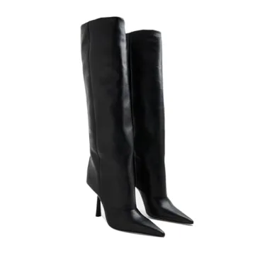 Goolita Fold Over Stiletto Knee High Boots for Women