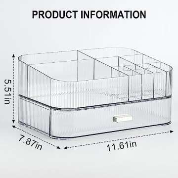 Makeup Organizer with Stackable Drawer,Large Capacity Cosmetic Storage Display Case for Vanity,Ideal for Desk Dresser Countertops Bedroom and Bathroom,Suitable for Perfume Cosmetics Skincare Lipsticks