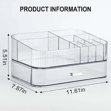Makeup Organizer with Stackable Drawer,Large Capacity Cosmetic Storage Display Case for Vanity,Ideal for Desk Dresser Countertops Bedroom and Bathroom,Suitable for Perfume Cosmetics Skincare Lipsticks