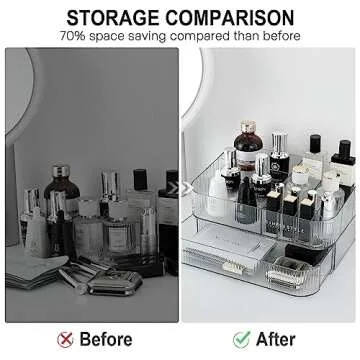 Makeup Organizer with Stackable Drawer,Large Capacity Cosmetic Storage Display Case for Vanity,Ideal for Desk Dresser Countertops Bedroom and Bathroom,Suitable for Perfume Cosmetics Skincare Lipsticks