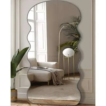 LadyNow Arched Full Length Mirror, 76"x34" Floor Mirror Freestanding, Floor Standing Mirror Full Body Mirror with Stand for Bedroom, HomeDecor Hanging Mounted Mirror for Living Room Cloakroom, Black