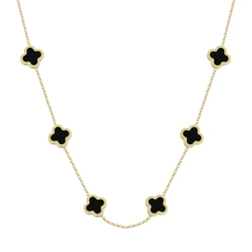 HighSpark Black Four Leaf Choker Necklace - Unique Gift for Women