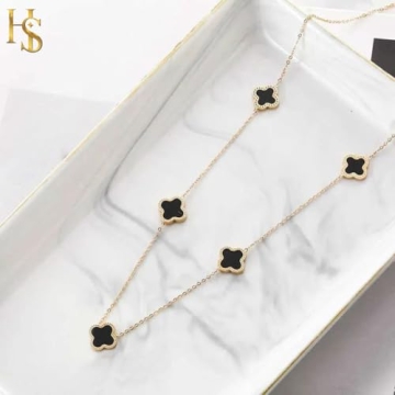 HighSpark Black Four Leaf Choker Necklace - Unique Gift for Women