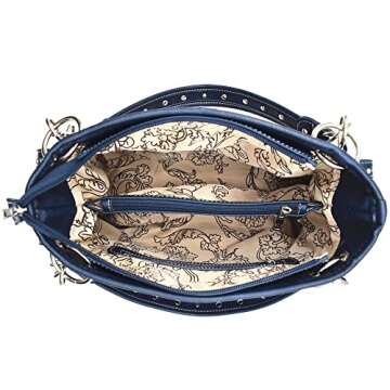 American Flag USA Stars and Stripes Patriotic Leather Purse Women Rhinestone Country Handbag Wallet Set Red White and Blue (#2 Navy Blue Set)