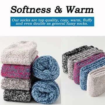 JORMATT 3 Pairs Women Grip Fuzzy Socks Non Skid Men Thick Cozy Slipper Hospital Socks with Grips,Men shoe size 4-7/Women size 4-8