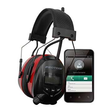 PROTEAR Bluetooth Radio Headphones Wireless Cancelling Hearing Protection, Noise Reduction NRR 25dB Safety Ear Muffs Rechargeable 1200 mAh Lithium Battery Ear Protector for Lawn Mowing Work