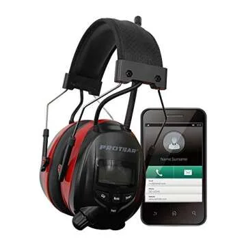 PROTEAR Bluetooth Radio Headphones Wireless Cancelling Hearing Protection, Noise Reduction NRR 25dB Safety Ear Muffs Rechargeable 1200 mAh Lithium Battery Ear Protector for Lawn Mowing Work