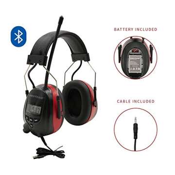PROTEAR Bluetooth Radio Headphones Wireless Cancelling Hearing Protection, Noise Reduction NRR 25dB Safety Ear Muffs Rechargeable 1200 mAh Lithium Battery Ear Protector for Lawn Mowing Work