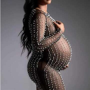 Willow Dance Women's Sheer Mesh Pearl Rhinestone Cover Up Beach Dress Swimwear Bikini Swimsuit Bathing Suit Coverups