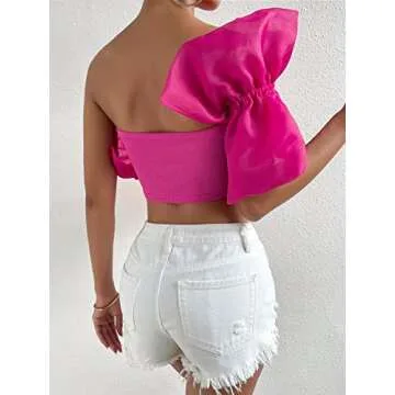 Stylish One Shoulder Sleeveless Crop Top for Women