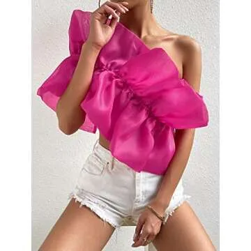Stylish One Shoulder Sleeveless Crop Top for Women