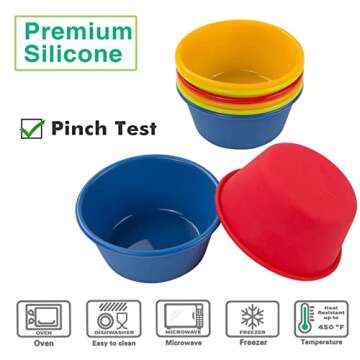 Webake Silicone Cupcake Baking Cups Set of 8, Air Fryer Muffin Pan Jumbo Muffin Liners Reusable Larg...