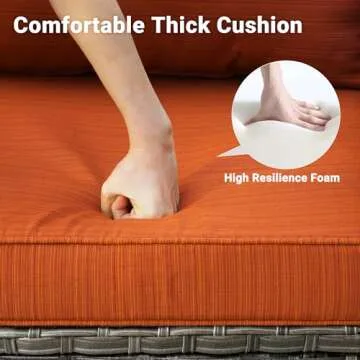 ovios 8 Pieces Patio Furniture Set, Outdoor Wicker Sofa Couch with Swivel Rocking Chairs and Comfy Cushions, High Back Rattan Conversation Set, Orange Red