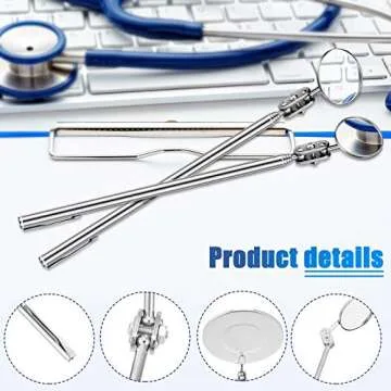 3 Pieces Telescoping Inspection Mirror Round Mirror Inspection Tool for Check The Condition of Vehicle, Observe The Eyelashes, Mouth and Other Small Parts(Round,3 Kinds of Size)