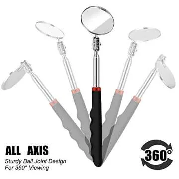 3 Pieces Telescoping Inspection Mirror Round Mirror Inspection Tool for Check The Condition of Vehicle, Observe The Eyelashes, Mouth and Other Small Parts(Round,3 Kinds of Size)