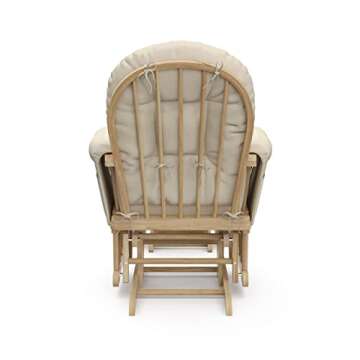 Storkcraft Premium Hoop Glider and Ottoman (Natural/Beige) – Padded Cushions with Storage Pocket, Smooth Rocking Motion, Easy to Assemble, Solid Hardwood Base