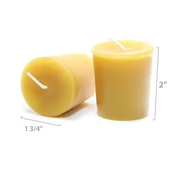 Bluecorn 100% Pure Beeswax Votive Candles | Natural Beeswax Candles, Yellow Beeswax Votives, Small Candles 4-Pack | Long Burn (12+ Hours) | Soy, Paraffin, & Fragrance Free | Handmade in Colorado