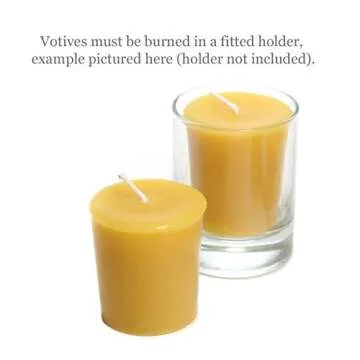 Bluecorn 100% Pure Beeswax Votive Candles | Natural Beeswax Candles, Yellow Beeswax Votives, Small Candles 4-Pack | Long Burn (12+ Hours) | Soy, Paraffin, & Fragrance Free | Handmade in Colorado