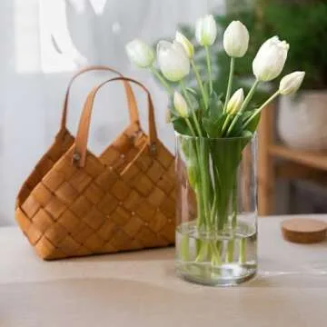 Kainonnan 10 Pcs Fake Tulips Tulips Artificial Flowers Real Touch Fake Flowers Artificial Flower Bouquet for Home Table Party Wedding Decoration(White)