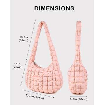 Rejolly Puffer Quilted Shoulder Bag - Trendy Lightweight Tote for Women