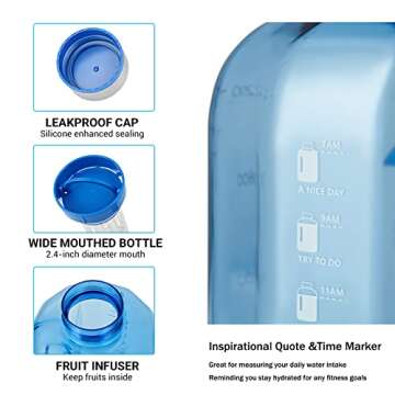 KingCamp 88oz Fruit Infuser Water Bottle with Time Marker & Cleaning Brush Water Bottle for Sports Fitness (BLUE)