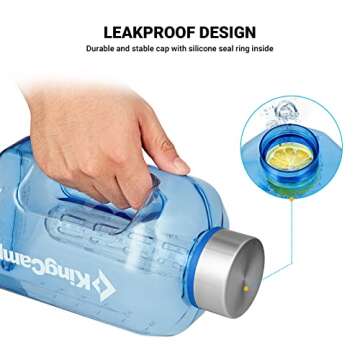 KingCamp 88oz Fruit Infuser Water Bottle with Time Marker & Cleaning Brush Water Bottle for Sports Fitness (BLUE)