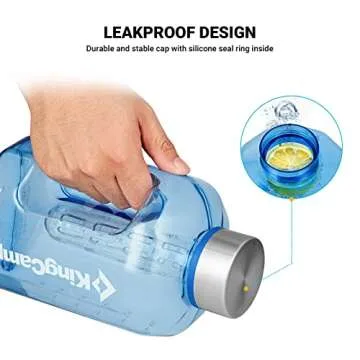 KingCamp 88oz Fruit Infuser Water Bottle with Time Marker & Cleaning Brush Water Bottle for Sports Fitness (BLUE)