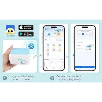 Sticker Printer - Printpods Mini Printer with Stickers, Print Pod, Bluetooth Inkless Printer, Sticker Maker, Portable Thermal Printer for iphone, Impresora Portátil for Notes, Journal, DIY, Kids Gift