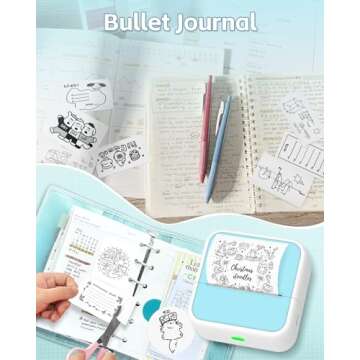 Sticker Printer - Printpods Mini Printer with Stickers, Print Pod, Bluetooth Inkless Printer, Sticker Maker, Portable Thermal Printer for iphone, Impresora Portátil for Notes, Journal, DIY, Kids Gift