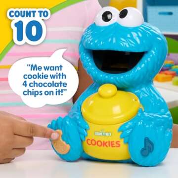 Just Play Sesame Street Cookie's Counting Jar, 12-Pieces, 20+ Phrases and Sounds, Learning and Education, Kids Toys for Ages 2 Up
