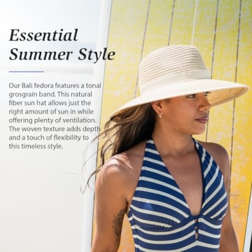Wallaroo Hat Company – Women’s Bali Fedora – UPF 30+ Sun Protection, Wide Brim, Packable and Adjustable Sizing for Medium Crown Sizes – Fashionable Sun Hat for Everyday Sun Protection (Natural)