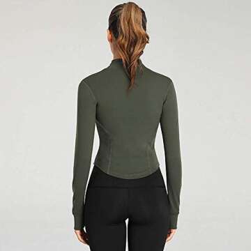 Workout Slim Fit Yoga Jacket with Thumb Holes for Women