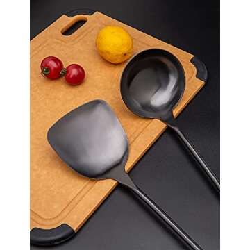 FJNATINH Spatula & Ladle Wok Tool Set, 14.2-15 inches Wok Utensils, Stainless Steel Wok Spatula