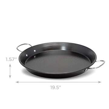 Ecolution Sol Paella Pan – Eco-Friendly PFOA Free Hydrolon Non-Stick – Heavy Duty Carbon steel with Riveted Chrome Plated Handles – Dishwasher Safe – Limited – Black– 15” Diameter