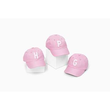 Tiny Expressions - Initial Toddler Girls Baseball Cap | Monogrammed Adjustable Pink Letter Hat (T, Toddler)