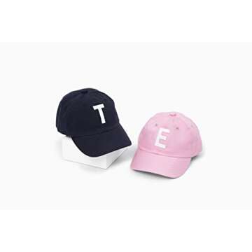 Tiny Expressions - Initial Toddler Girls Baseball Cap | Monogrammed Adjustable Pink Letter Hat (T, Toddler)
