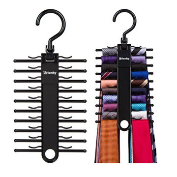 Tenby Living 2-Pack Black Tie Rack Stylish Organizer for Ties