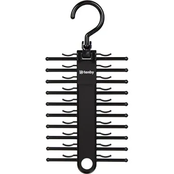 Tenby Living 2-Pack Black Tie Rack Stylish Organizer for Ties