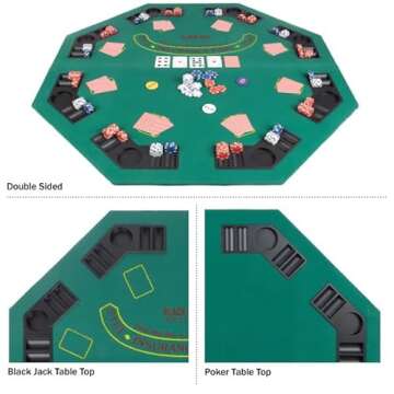Trademark Poker Deluxe Poker & Blackjack Table Top w/Case Green