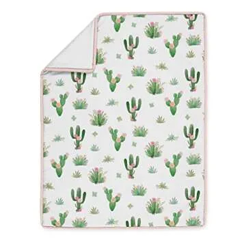 Sweet Jojo Designs Pink and Green Boho Watercolor Cactus Floral Baby Girl Crib Bedding Set 4 pieces